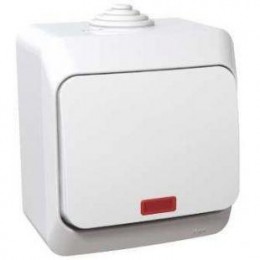 Выключатель 1-кл. ОП Этюд 10А IP44 10AX с подсветкой бел. SE BA10-045B