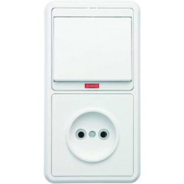 Блок БКВР-214 Бэлла (1-кл. выкл. с инд. + розетка) бел. Кунцево 5817