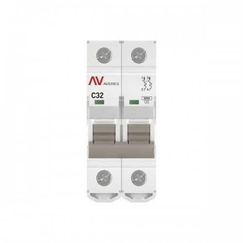 Выключатель автоматический модульный 2п C 32А 10кА AV-10 AVERES EKF mcb10-2-32C-av