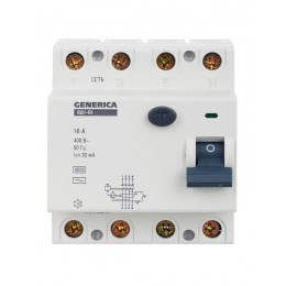 Выключатель дифференциального тока (УЗО) 4п 16А 30мА тип AC ВД1-63 GENERICA MDV15-4-016-030