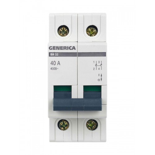 Выключатель нагрузки (мини-рубильник) 2п 40А ВН-32 GENERICA MNV15-2-040