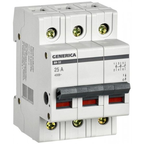 Выключатель нагрузки (мини-рубильник) 3п 25А ВН-32 GENERICA MNV15-3-025