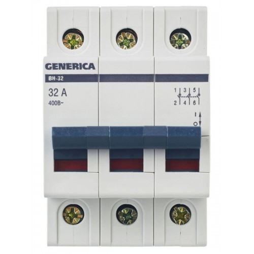 Выключатель нагрузки (мини-рубильник) 3п 32А ВН-32 GENERICA MNV15-3-032