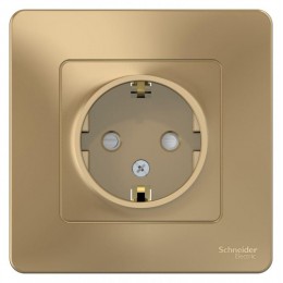 Розетка 1-м СП Blanca 16А IP20 250В с заземл. защ. шторки титан SE BLNRS001114