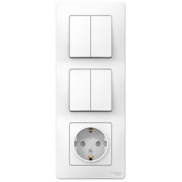 Блок СП Blanca (розетка с заземл. защ. шторки 16А 250В + 2-кл. выкл. + 2-кл. выкл.) бел. SE BLNBS102201