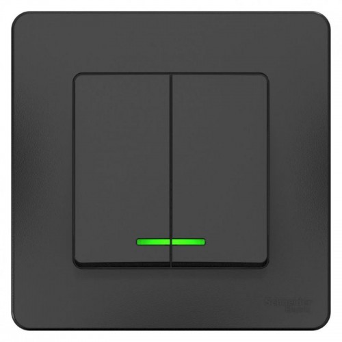 Выключатель 2-кл. СП Blanca 10А IP20 (сх. 5) 250В с подсветкой антрацит SE BLNVS010516
