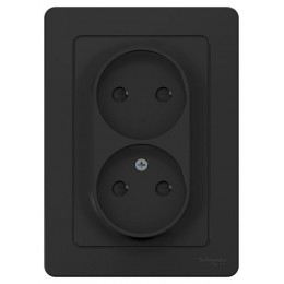 Розетка 2-м СП Blanca 16А IP20 250В без заземл. защ. шторки антрацит SE BLNRS000126
