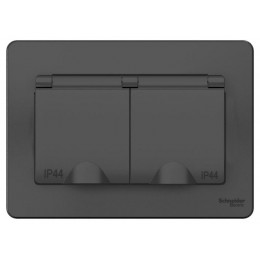 Розетка 2-м СП Blanca 16А IP44 250В с заземл. защ. шторки с крышкой антрацит SE BLNRS441126