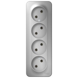 Розетка 4-м ОП Blanca 16А IP20 250В без заземл. без защ. шторок с изолир. пластиной алюм. SE BLNRA000413