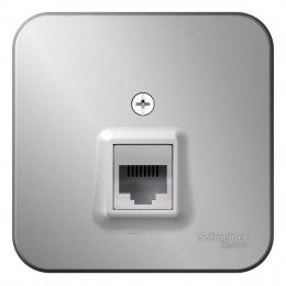 Розетка компьютерная 1-м ОП Blanca RJ45 кат.5E с изолир. пластиной алюм. SE BLNIA045003