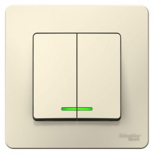 Выключатель 2-кл. СП Blanca 10А IP20 (сх. 5) 250В с подсветкой молочн. SE BLNVS010512