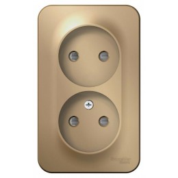 Розетка 2-м ОП Blanca 16А IP20 250В без заземл. защ. шторки с изолир. пластиной титан SE BLNRA001214