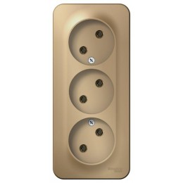 Розетка 3-м ОП Blanca 16А IP20 250В без заземл. без защ. шторок с изолир. пластиной титан SE BLNRA000314