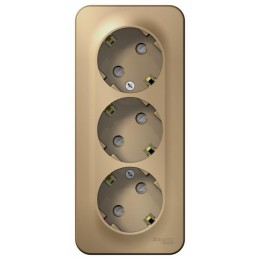 Розетка 3-м ОП Blanca 16А IP20 250В с заземл. защ. шторки с изолир. пластиной титан SE BLNRA011314