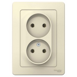 Розетка 2-м СП Blanca 16А IP20 250В без заземл. без защ. шторок молоч. SE BLNRS000022