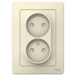 Розетка 2-м СП Blanca 16А IP20 250В без заземл. защ. шторки молоч. SE BLNRS000122