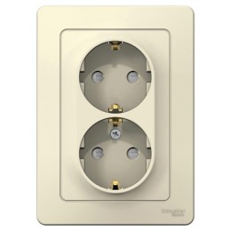 Розетка 2-м СП Blanca 16А IP20 250В с заземл. защ. шторки молоч. SE BLNRS001122