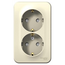 Розетка 2-м ОП Blanca 16А IP20 250В с заземл. защ. шторки молоч. SE BLNRA011202