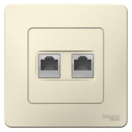 Розетка компьютерная + телефонная 2-м СП Blanca RJ45 кат.5E + RJ11 молочн. SE BLNIS045112