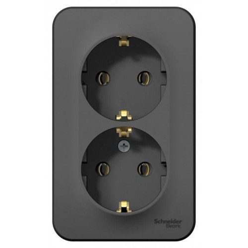 Розетка 2-м ОП Blanca 16А IP20 250В с заземл. без защ. шторок антрацит SE BLNRA010206