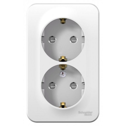 Розетка 2-м ОП Blanca 16А IP20 250В с заземл. защ. шторки бел. SE BLNRA011201