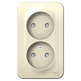 Розетка 2-м ОП Blanca 16А IP20 250В без заземл. защ. шторки с изолир. пластиной молоч. SE BLNRA001212