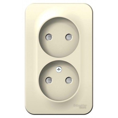 Розетка 2-м ОП Blanca 16А IP20 250В без заземл. защ. шторки с изолир. пластиной молоч. SE BLNRA001212