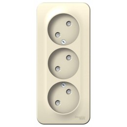 Розетка 3-м ОП Blanca 16А IP20 250В без заземл. защ. шторки с изолир. пластиной молоч. SE BLNRA001312