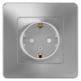 Розетка 1-м СП Blanca 16А IP20 250В с заземл. защ. шторки алюм. SE BLNRS001113