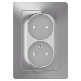 Розетка 2-м СП Blanca 16А IP20 250В без заземл. защ. шторки алюм. SE BLNRS000123