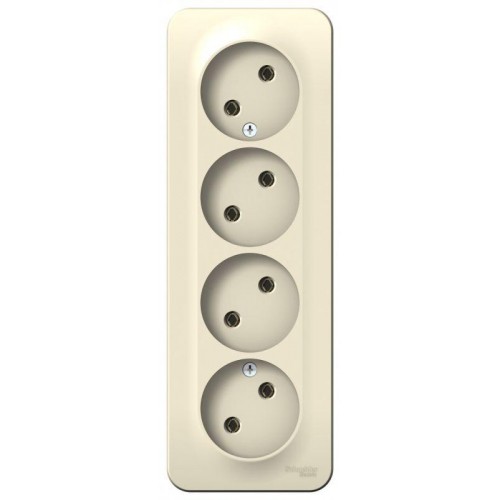 Розетка 4-м ОП Blanca 16А IP20 250В без заземл. без защ. шторок с изолир. пластиной молоч. SE BLNRA000412