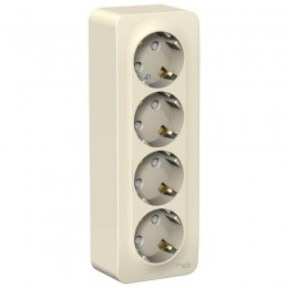 Розетка 4-м ОП Blanca 16А IP20 250В с заземл. защ. шторки с изолир. пластиной молоч. SE BLNRA011412