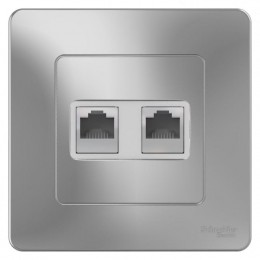 Розетка компьютерная + телефонная 2-м СП Blanca RJ45 кат.5E + RJ11 алюм. SE BLNIS045113