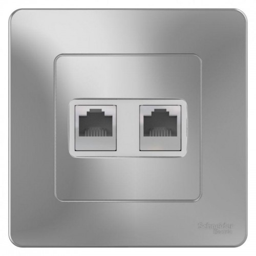 Розетка компьютерная 2-м СП Blanca RJ45 кат.5E алюм. SE BLNIS045453