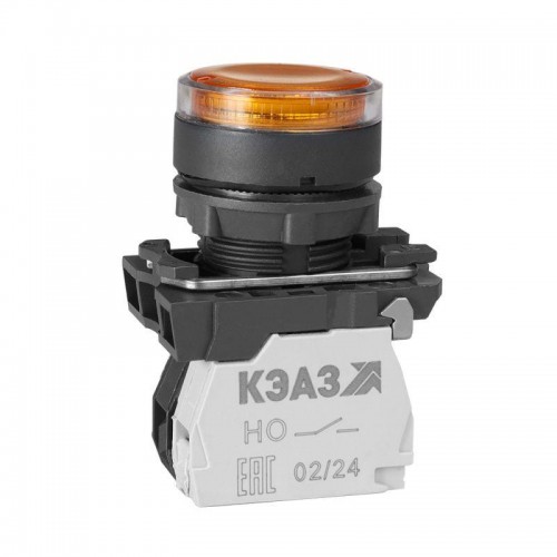 Кнопка КМЕ 4610мЛ 220В 1но+0нз цилиндр индикатор IP65 желт. КЭАЗ 248253