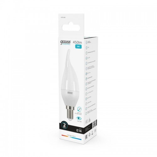 Лампа светодиодная Elementary 6Вт свеча на ветру 4100К нейтр. бел. E14 450лм GAUSS 34126