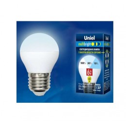 Лампа светодиодная LED-G45-6W/NW/E27 /FR/MB PLM11WH Multibright 6Вт шар матовая 4000К нейтр. бел. E27 100-50-10 (упак. картон) Uniel UL-00002378