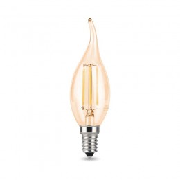 Лампа светодиодная филаментная Black Filament 5Вт свеча на ветру золотая 4100К нейтр. бел. E14 420лм GAUSS 104801805