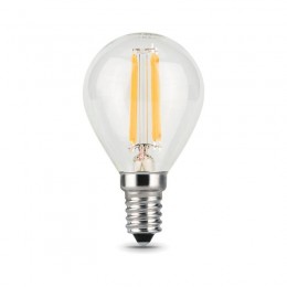 Лампа светодиодная филаментная Black Filament 7Вт P45 шар 2700К тепл. бел. E14 550лм GAUSS 105801107