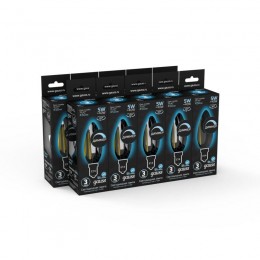 Лампа светодиодная филаментная Black Filament 5Вт свеча 4100К нейтр. бел. E14 450лм диммир. GAUSS 103801205-D