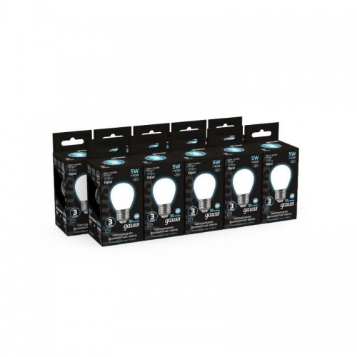 Лампа светодиодная филаментная Black Filament 5Вт P45 шар матовая 4100К нейтр. бел. E27 450лм GAUSS 105202205