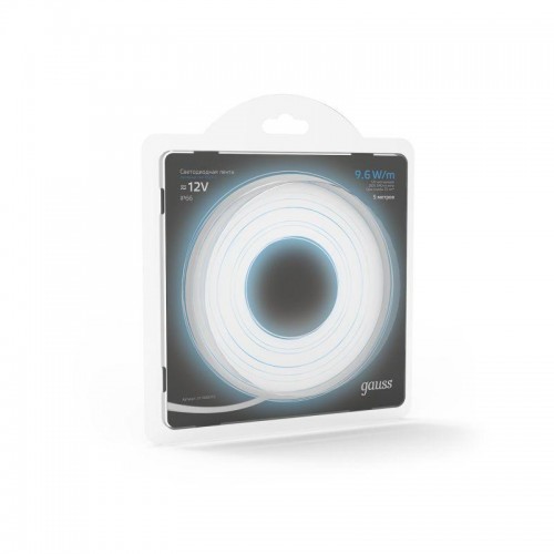 Лента светодиодная Black 2835/120-SMD 9.6Вт/м 6500К холод. бел. IP20 420лм/м 12В (блист.5м) GAUSS 311000310