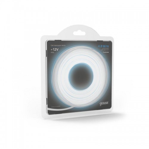 Лента светодиодная Black 2835/60-SMD 4.8Вт/м 6500К холод. бел. IP66 210лм/м 12В (блист.5м) GAUSS 311000305