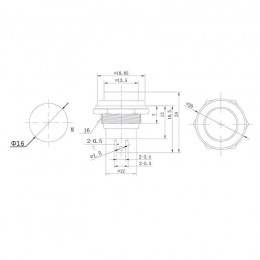 Выключатель-кнопка 220В 2А (2с) ON-OFF d16.2 (RWD-306) металл син. Rexant 36-3352