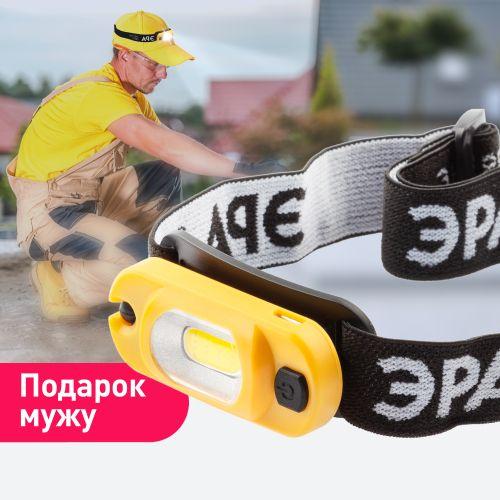 Фонарь аккумуляторный налобный Практик GA-801 COB 3Вт аккум. Li microUSB шарнир клипса (блист.) Эра Б0030186