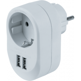 Адаптер 1-м 61 454 NAD-USB01-1E-C-WH + 2хUSB 3.4А с заземл. Navigator 61454