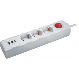 Удлинитель 3х1.8м с заземл. 16А IP20 61 455 NPE-USB01-03-180-ESC-3х1 2хUSB 2.1А 3х1 с выкл. Navigator 61455