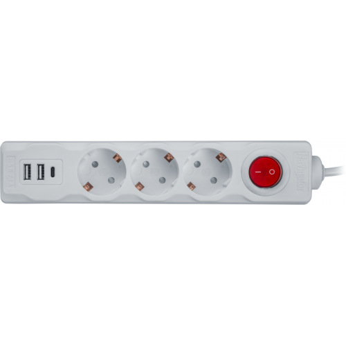 Удлинитель 3х1.8м с заземл. 16А IP20 61 455 NPE-USB01-03-180-ESC-3х1 2хUSB 2.1А 3х1 с выкл. Navigator 61455