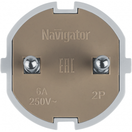 Вилка прямая 61 358 NCA-PL01-6A-X-WH без заземл. бел. Navigator 61358