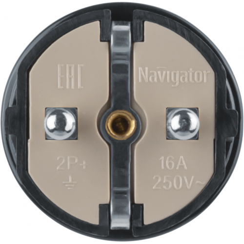 Вилка прямая 61 360 NCA-PL02-16A-E-BL с заземл. черн. Navigator 61360